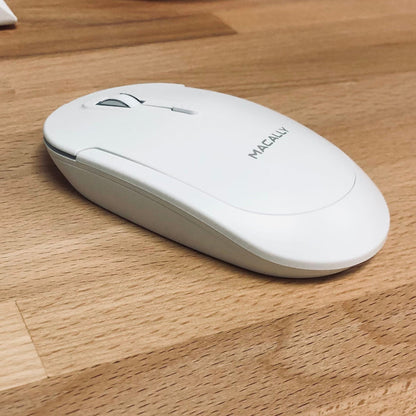 Macally Silent Bluetooth Mouse for Mac and PC - rear view showing connectivity ports