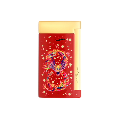 ST Dupont Feuerzeug Slim 7 Dragon, Ltd. Edt., Burgundy