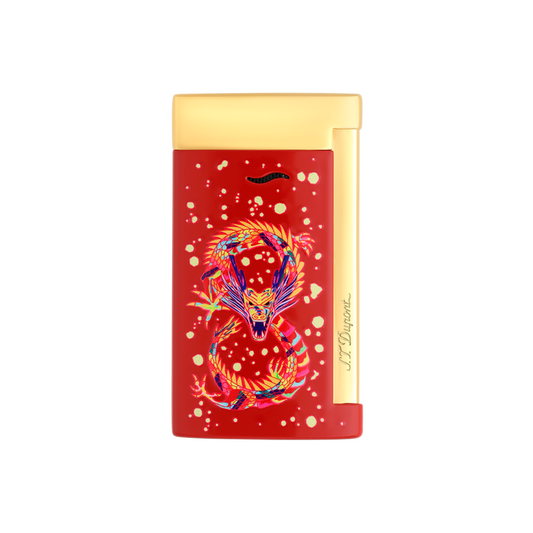 ST Dupont Feuerzeug Slim 7 Dragon, Ltd. Edt., Burgundy