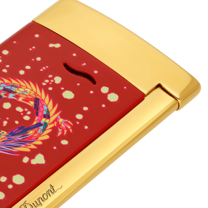 ST Dupont Feuerzeug Slim 7 Dragon, Ltd. Edt., Burgundy