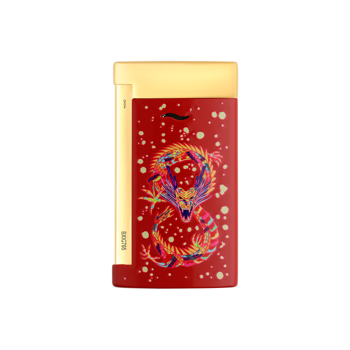 ST Dupont Feuerzeug Slim 7 Dragon, Ltd. Edt., Burgundy