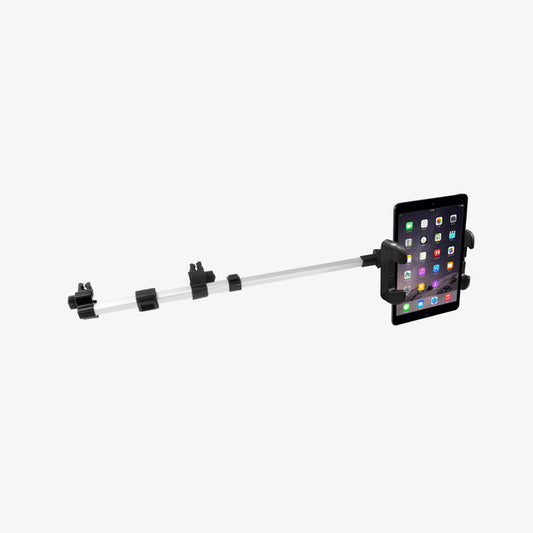 Macally Tablet Holder for Car backseat in silver - on white background