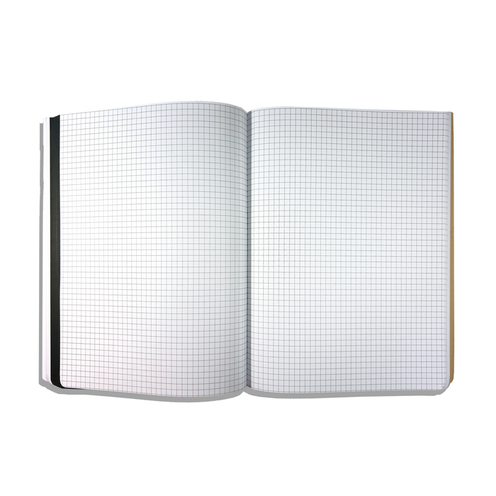 Graph paper pages in an opened OOLY's The Paper Works Sketchbook on a white background