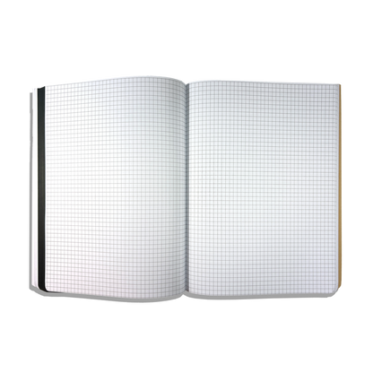 Graph paper pages in an opened OOLY's The Paper Works Sketchbook on a white background