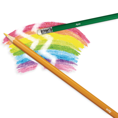 Single rainbow with erased zig-zag pattern made with OOLY Un-Mistakeables! Erasable Colored Pencils