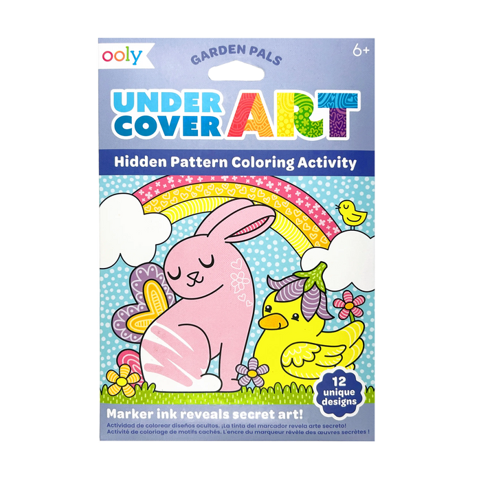 Front of packaging OOLY Undercover Art Hidden Pattern Coloring Activity Art Cards - Garden Pals
