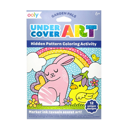 Front of packaging OOLY Undercover Art Hidden Pattern Coloring Activity Art Cards - Garden Pals