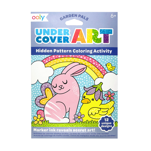 Front of packaging OOLY Undercover Art Hidden Pattern Coloring Activity Art Cards - Garden Pals