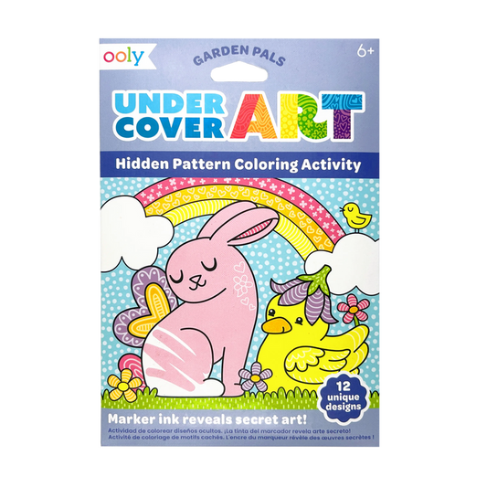 Front of packaging OOLY Undercover Art Hidden Pattern Coloring Activity Art Cards - Garden Pals