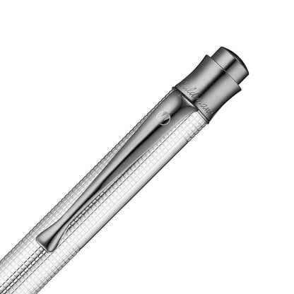 Waldmann, Kugelschreiber, Tango, Silber, Pyramid-Design, Beschlagteile Ruthenium-Plattiert-3