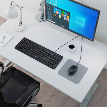 Macally Wired Computer Keyboard for Windows PC - in use on modern desk setup