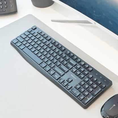 Macally Wireless Full Size Keyboard for Windows PC - side profile view showing slim design