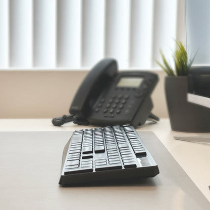 Macally Wireless Full Size Keyboard for Windows PC - rear view showing connectivity ports