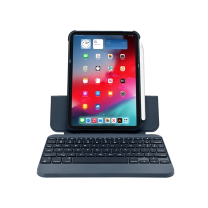 Macally Wireless iPad Mini Keyboard Case for iPad Mini A17 Pro & Mini 6 - in use on modern desk setup