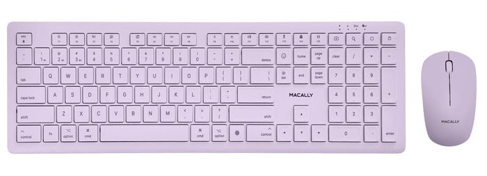 Macally Wireless Keyboard and Mouse for MacBook Air - Purple - on white background