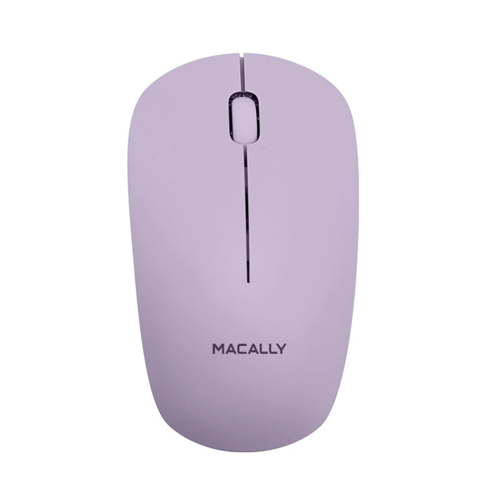 Macally Wireless Keyboard and Mouse for MacBook Air - Purple - side profile view showing slim design