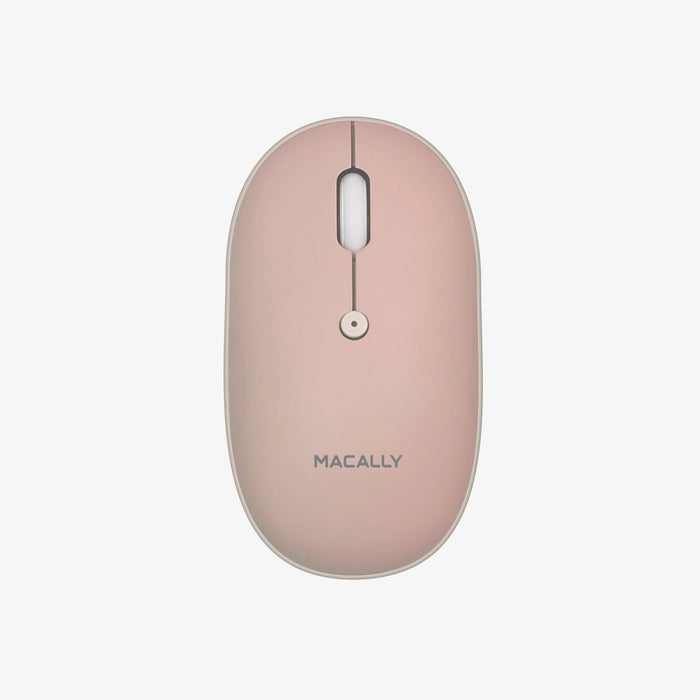 Macally Wireless Mouse for Mac and PC in pink - on white background