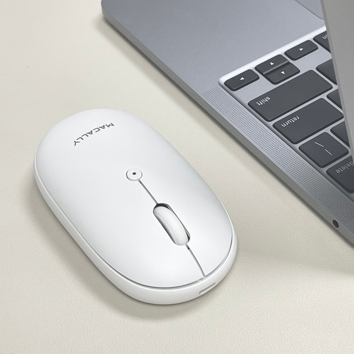 Macally Wireless Mouse for Mac and PC - top-down view showing design details