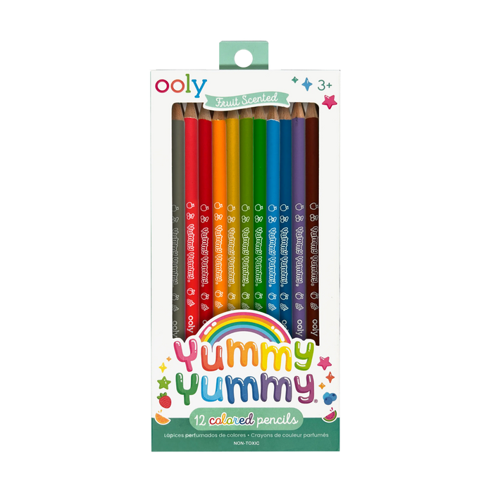 Front of packaging of OOLY Yummy Yummy Fruit Scented Colored Pencils - Set of 12