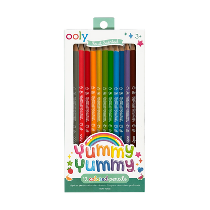 Front of packaging of OOLY Yummy Yummy Fruit Scented Colored Pencils - Set of 12