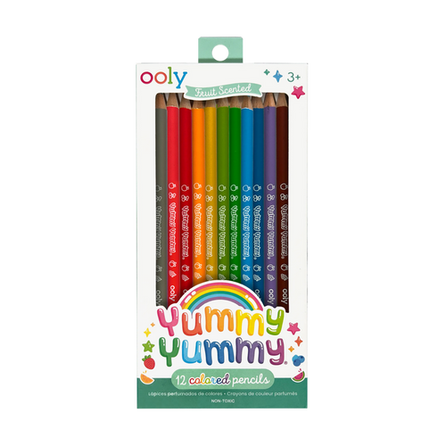 Front of packaging of OOLY Yummy Yummy Fruit Scented Colored Pencils - Set of 12