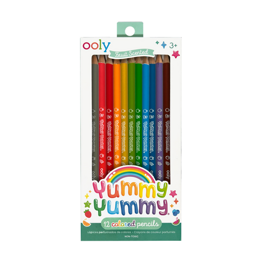 Front of packaging of OOLY Yummy Yummy Fruit Scented Colored Pencils - Set of 12