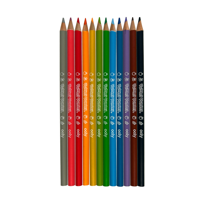 Row of colored pencils from OOLY Yummy Yummy Fruit Scented Colored Pencils
