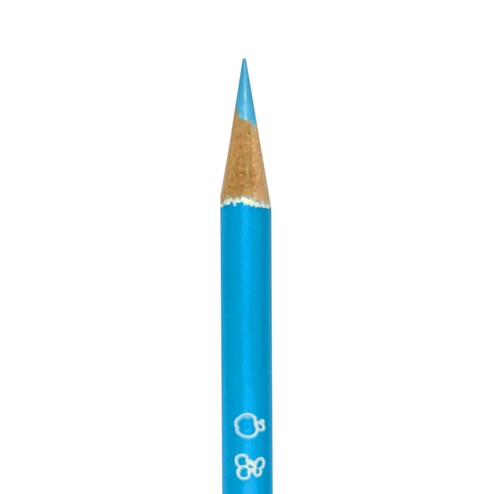 Close up of blue colored pencil from OOLY Yummy Yummy Fruit Scented Colored Pencils set