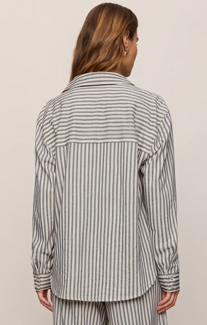 Z Supply Reese Button Up Stripe Top, Eclipse