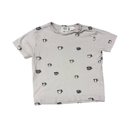 Zara | Gray Mug Print T-shirt | 12-1
